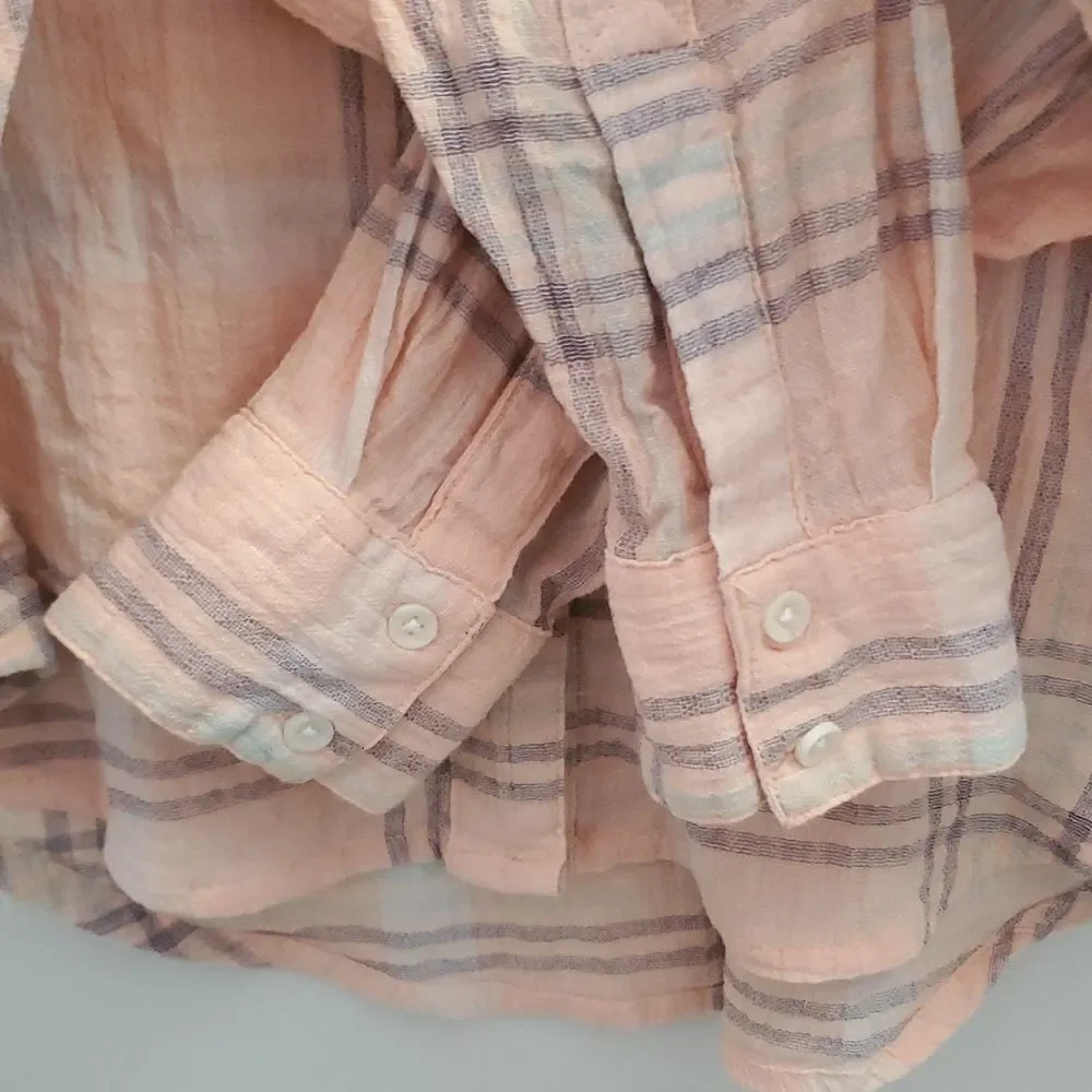 Free People Cutie Oversized Plaid Button Up Size Small